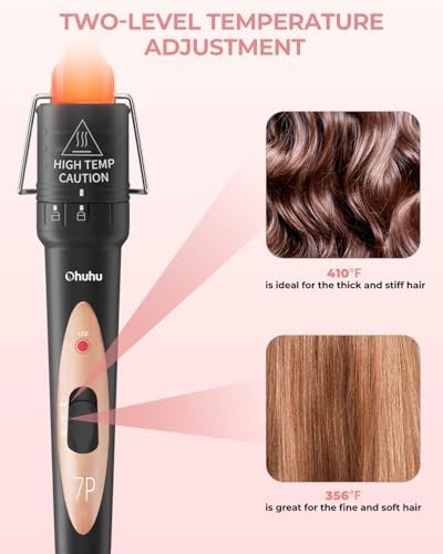 Ohuhu 7 in 1 Curling Wand Set, 0.35"-1.25" Interchangeable Ceramic Barrels - Image 4