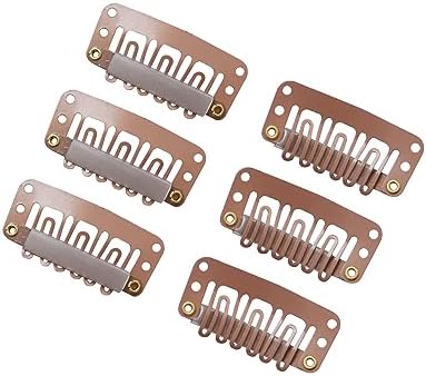 20 Pieces 32mm U Shape Wig Clips Hairpieces Snap Clips, Light Brown - Image 2