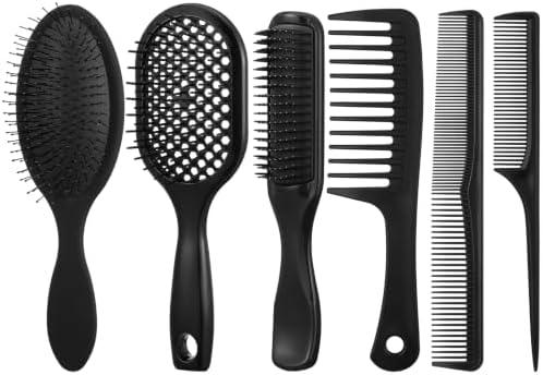 6 Pieces Detangling Styling Comb Set for Women and Men - For Straight, Curly Hair by auroray