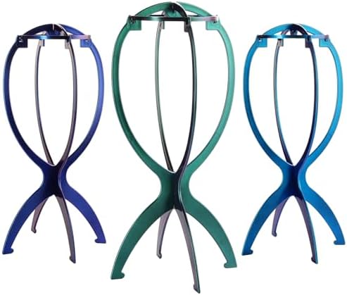 Dreamlover Wig Stand, Collapsible Wig Head, 3 Pack, Blue, Green, Purple by Dreamlover