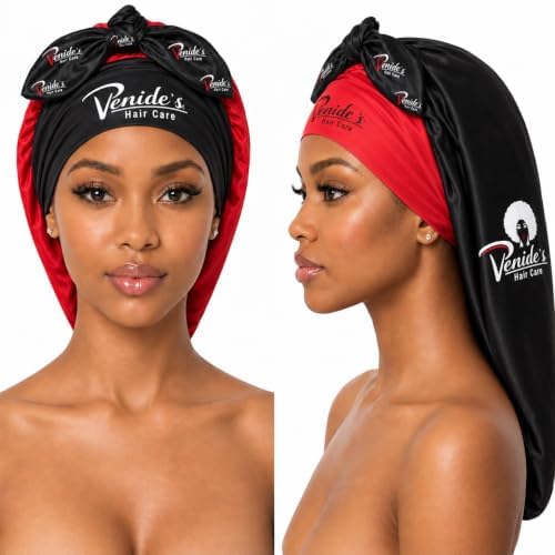 Venide's Reversible Satin Bonnet for Women - Adjustable Tie Strap Sleep Cap for Curly & Natural Hair by Unknown