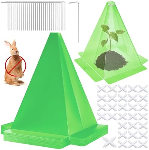 Reusable Plastic Garden Cloches, 7.8" x 11" Mini Greenhouse, 1.2mm Thick Clear Bell Covers with Metal Stakes Against Sun, Frost, Snails, Plant Protector (30pcs-Green) by Niuyhe