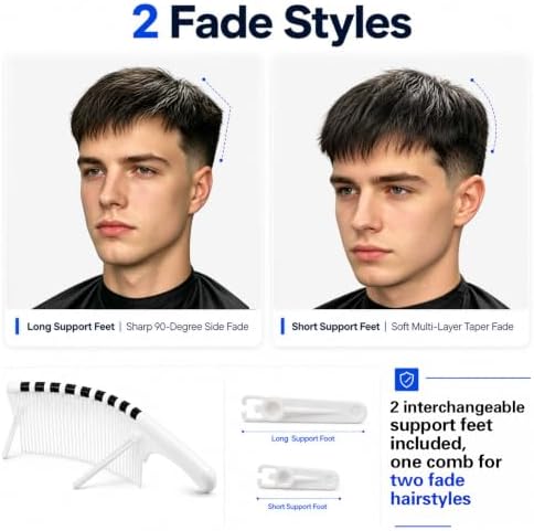 Bendable Hair Cutting Guide Comb for Men, Flexible Fade Guide with Detachable Positioning Support Feet, Professional Barber & DIY Home Haircut Tool for Clippers and Scissors - Image 4