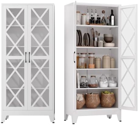 COFaR Metal Kitchen Cabinet, Pantry Storage Cabinets, 71" H Tall White by COFAR