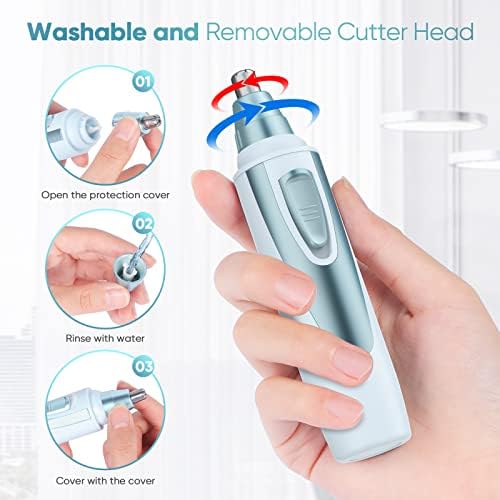 Ear and Nose Hair Trimmer Clipper - 2026 Professional Painless Eyebrow & Facial Hair Trimmer for Men Women, Battery-Operated Trimmer with IPX7 Waterproof, Dual Edge Blades for Easy Cleansing Blue - Image 5