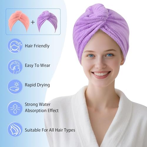 Microfiber Hair Drying Towel Wrap,Hair Turbans Towel for Wet Hair - Image 2