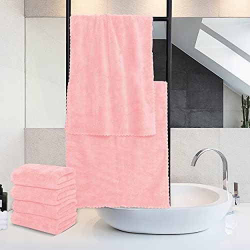 MOONQUEEN 6 Pack Premium Hand Towels - Quick Drying - Microfiber Coral Velvet Highly Absorbent Towels - Multipurpose Use as Hotel, Bathroom, Shower, Spa, Hand Towel 16 x 28 inches (Pink) - Image 3