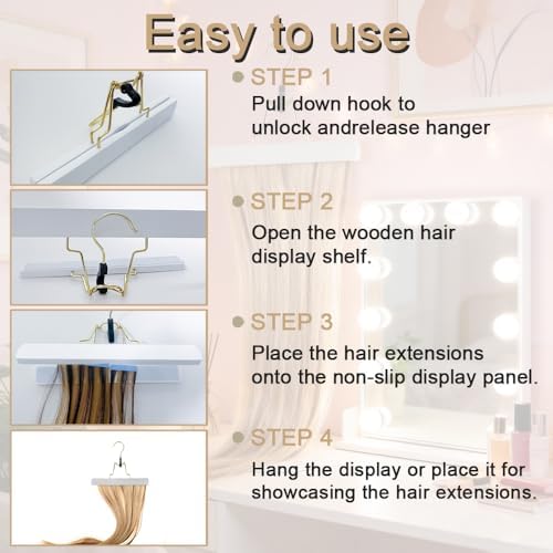 2Pack Hair Extension Storage Bag with Wooden Hanger for Multiple Wigs Hairpieces Portable Wig Bags Hair Storage Rack for for Weft Hair Extensions & Weaves - Image 4