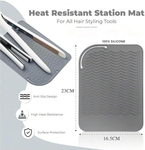 Flat Iron Heat Resistant Silicone Mat for Curling Iron, Hair Straightener Pad, Sleeve, Travel Case and Other Styling Tools, for Counter, 9 x 6.5 in, Gray - Image 6