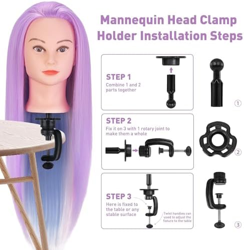 Mannequin Head, TopDirect 29" Hair Mannequin with Cosmetology Hair Doll Head to Practice on Styling Hairdressing Training Braiding with Clamp Holder & Tools for Women Girls - Image 6