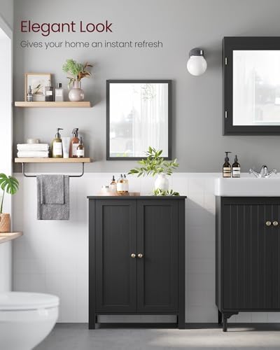 VASAGLE Bathroom Floor Storage Cabinet,2 Adjustable Shelves,Ink Black - Image 6