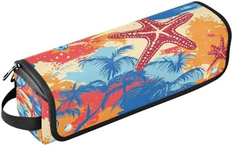Hair Tools Travel Bag with Heat Resistant Mat Detachable 2-in-1 Curling Iron Travel Case Hot Tools Organizer for Straightener Flat Iron Bright Summer Beach Starfish and Palm Tree by WelcometoElliTarr