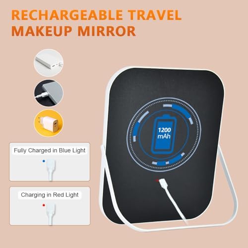 YEKKOPT Rechargeable Vanity Mirror with Lights,8x10 Inch 3 Color Lighting Portable Makeup Mirror with Touch Screen Adjustable LED Lights,Desk Mirror for Travel, Home - Image 4