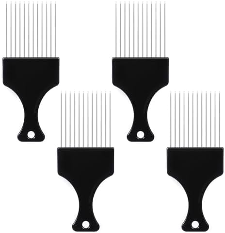 4 PCS Metal Hair Pick, Afro Picks for Men, Metal Afro Pick Combs for Women, Afro Comb Metal Pick, Hair Pick Metal Beard Pick, Metal Picks for Hair Curly Hair Detangling Styling and Lifting Tool by Unknown