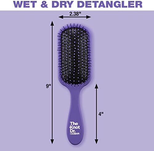 The Knot Dr. hair brush by Conair - Detangling hair brush - Removes Knots and Tangles in wet or dry hair - curly hair brush - Purple - Image 3