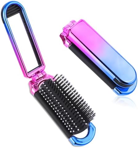 Small Travel Hair Brush for Women, Portable Folding Hairbrush by Mozeat+Lens