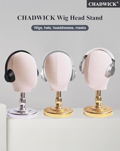 CHADWICK 21-Inch Non-Pinnable Fabric Mannequin Head, Gold Base - Image 7