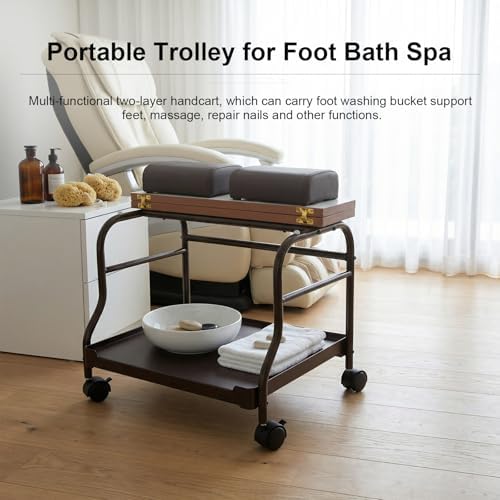 Elitzia Pedicure Cart with Wheels & Leg Pads, Salon Trolley Nail Foot Care - Image 2