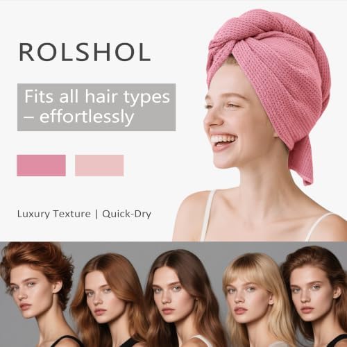 ROLSHOL 2 Pack Waffle Microfiber Hair Towel Wraps for Women, 32 x 11 in - Image 7