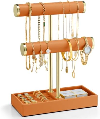 VLANDO Jewelry Organizer, 2 Tier Jewelry Bracelet Necklace Holder with Tray by VLANDO