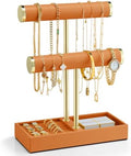 VLANDO Jewelry Organizer, 2 Tier Jewelry Bracelet Necklace Holder with Tray by VLANDO