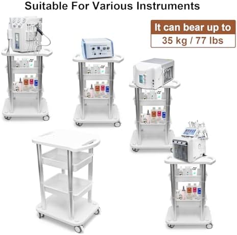 Elitzia Facial Trolley 4-Tier Rolling Spa Cart for Beauty Salon Silver - Image 6