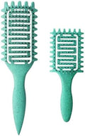 Curl Defining Brush for Curly Hair, Vented Detangling Hair Brush for Wet and Dry Styling, Curved Brush for Shaping and Smoothing Curl Clumps, Lightweight Hair Brush (2Pcs Green) by Yingbtr