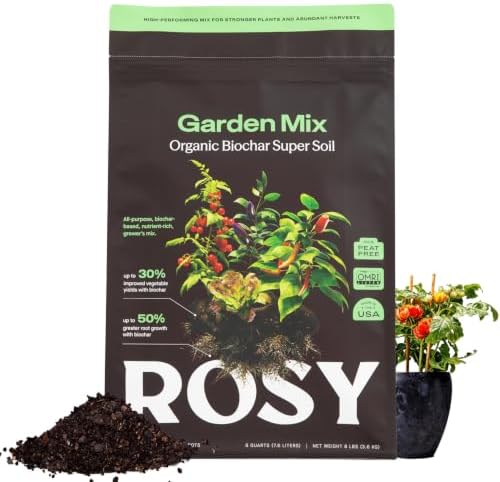 Rosy Soil Garden Mix Biochar Potting Soil for Outdoor Plants, 8 Quart by RosySoil