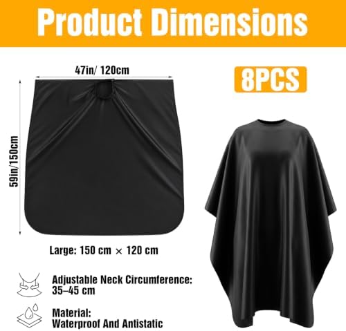 5 Pcs Black Hair Salon Capes,55 X 47 Inches Waterproof Salon Barber Cape - Image 2