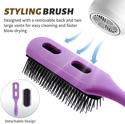 4Pcs Detangling Hair Brush Set for Women - Paddle Brush for Wet or Dry, No More Tangles for Straight, Long, Thick, Curly, and Natural Hair (Purple) - Image 2