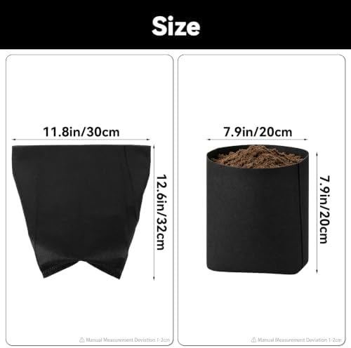 Fabric Grow Bags - 12.6x11.8 inches Black Plant Grow Bags, 80pcs - Image 3