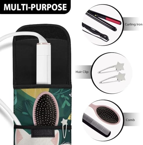 Cute Cat Travel Case for Flat Iron Heat-Resistant Curling Iron Sleeve Travel Thickening Hair Straightener Curler Storage Bag Travel Hair Accessories Organizer - Image 7