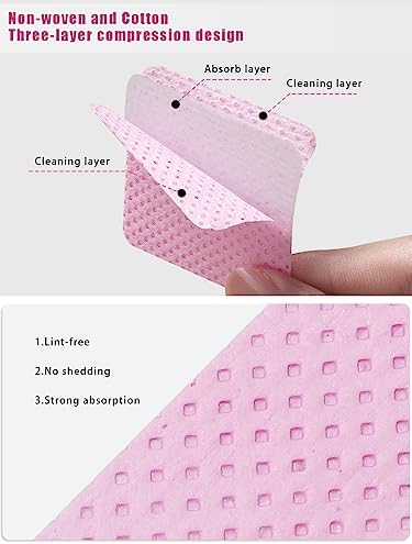 TEOYALL Lint Free Nail Wipes, 400 PCS Non-Woven Fabric Nail Cleaning Pads Pink Lash Extensions Glue Cleaning Wipes Salon Supplies - Image 2