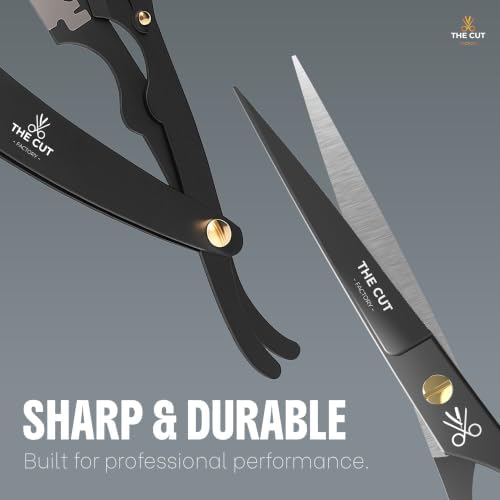 Professional Matte Black Barber Grooming Kit – Hair Cutting Scissors, Straight Razor with extra Razor Blades, Hair Comb & Leather Zipper Pouch – Complete Haircut, Beard & Mustache Trimming Set for Men - Image 7