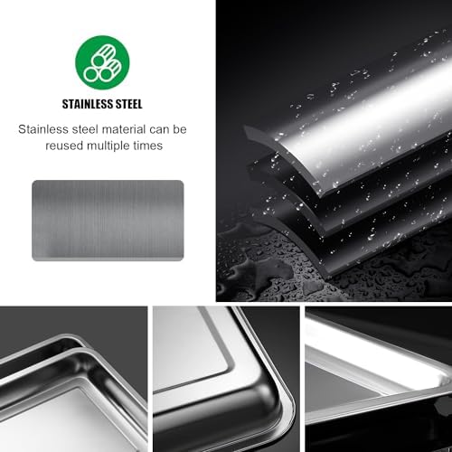 RooTrimmer 5 Pack Large Stainless Steel Seedling Trays, Heavy Duty Metal Water Catch Trays for Nursery Pots-Transplant, Seed Germination & Propagation Flats (17.5 inch×13.56 inch, 1.18" Height) - Image 4