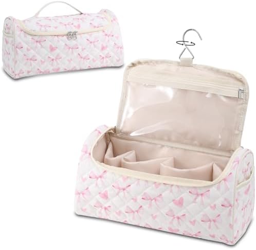 GISMTR Quilted Hair Tools Travel Case, Cotton Portable Storage Bag with Hanging Hook for Hair Curler Accessories, Cute Dustproof Travel Organizer by GISMTR