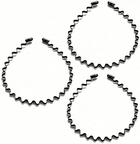 Metal Headband for Men, Zig Zag Wire Hair Band, 3 Pcs by KELUBATUbrand