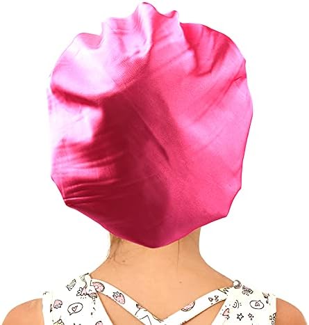 Kids Satin Bonnet Sleep Cap for Natural Hair, Double-Layers Comfortable Hair Bonnet, Wide Elastic Band Night Sleep Hat for Baby/Toddler/Child/Teens (Rose Red) by senthair