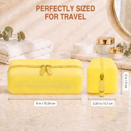 Cotton Pad Swab Travel Case, 2-in-1 Waterproof Organizer - Lemon Glow - Image 3