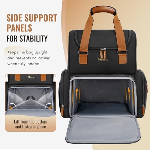 Mancro 2-Layer Hairstylist Travel Bag with 3 Separate Pouches, Black - Image 4