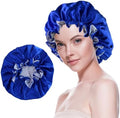Silk Bonnet for Sleeping Satin Bonnets Double Layer Reversible Hair Cap Bonnet for Women Long Curly Braid Hair (Royal Blue) by BeutyMe