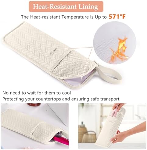 Hair Tools Travel Bag, Heat Resistant Curling Iron Holder & Flat Iron Case, Hot Tools Organizer Pouch for Hair Straightener, Hair Dryer, Crimper & Styling Accessories, Travel Makeup Bag - Image 3