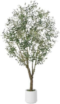 Artificial Olive Tree Indoor 7FT, Tall Faux Olive Tree with White Planter by JOCOEVOL