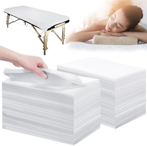Disposable Bed Sheets 200 Pcs 31" x 71" Massage Table Sheets Non Woven Fabric SPA Bed Cover Breathable for Massage Beauty Tattoos(White) by XATUMO