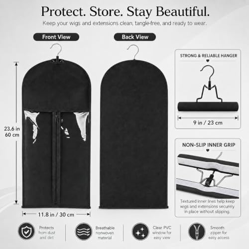 Hair Extension Hanger with Storage Bag Wig Holder Storage Bag Bundles Hairpieces Ponytail Wig Carrier Case - Image 4