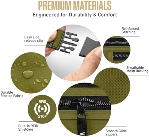 VENTURE 4TH Travel Money Belt, RFID Blocking Passport Holder - Green - Image 6