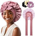 AWAYTR 2-Layer Satin Hair Bonnet, Tie Band Sleep Cap for Women by AWAYTR