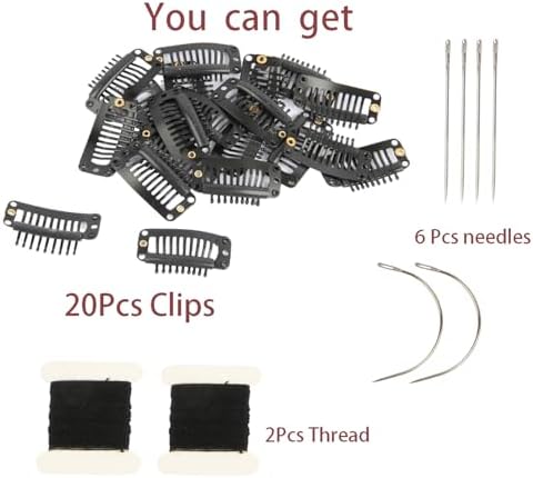 20 Pieces Hair Extension Clips, Black Wig Clip with Needle and Thread Set - Image 4