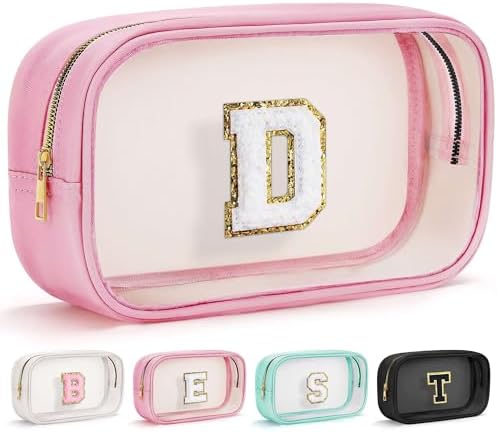 YOOLIFE Birthday Gifts for Kids Girls | Travel Toiletry Bag | Pink Clear Makeup Bag for Teen Girl Kids Cosmetic Bags Gift for 5 6 7 8 9 10 11 12 13 Year Old Girls Birthday Gifts for Girl Initial D by YOOLIFE
