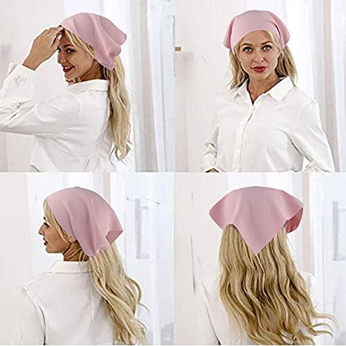TOBATOBA Bandana Headband for Women Hair Scarf Headbands, 5 Pcs Solid Hair Bandanas Scarf for women Chiffon Head Kerchief Head bands Fashion Boho Hairbands for Women Girls - Image 2